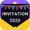 Carte d'invitation 2020 pour anniversaire, mariage icône